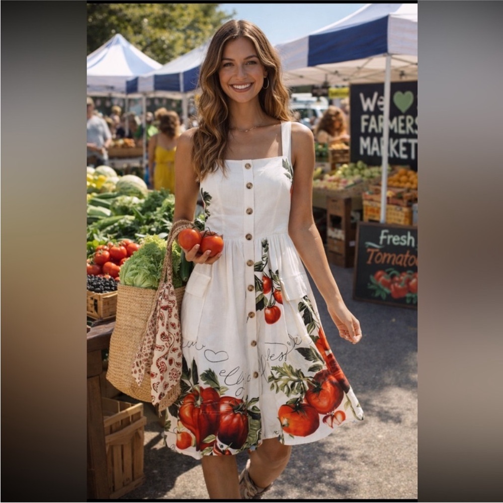 Anthropologie NWT Maeve Button-Front Tomato Midi Dress size XS.